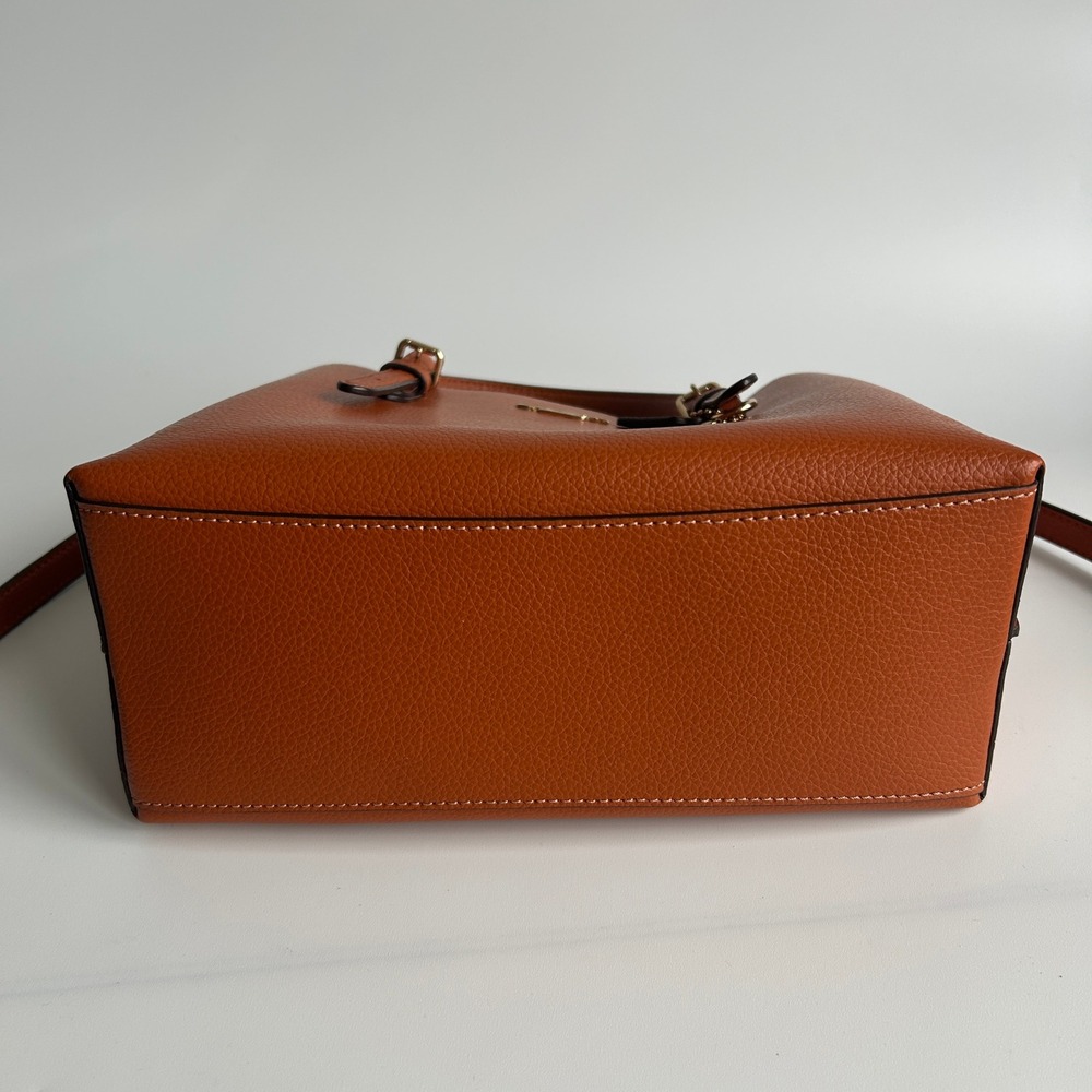 Coach Mollie Tote 25 Canyon Orange Pebbled Leather Shoulder Bag Excellent - Picture 4 of 13
